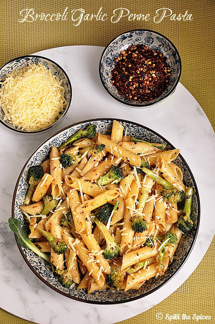 Broccoli Garlic Penne Pasta - Spill the Spices