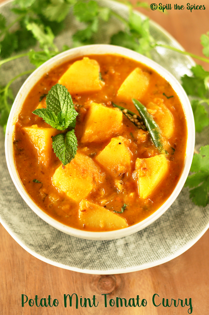 Potato Mint Tomato Curry | Aloo Pudina Curry
